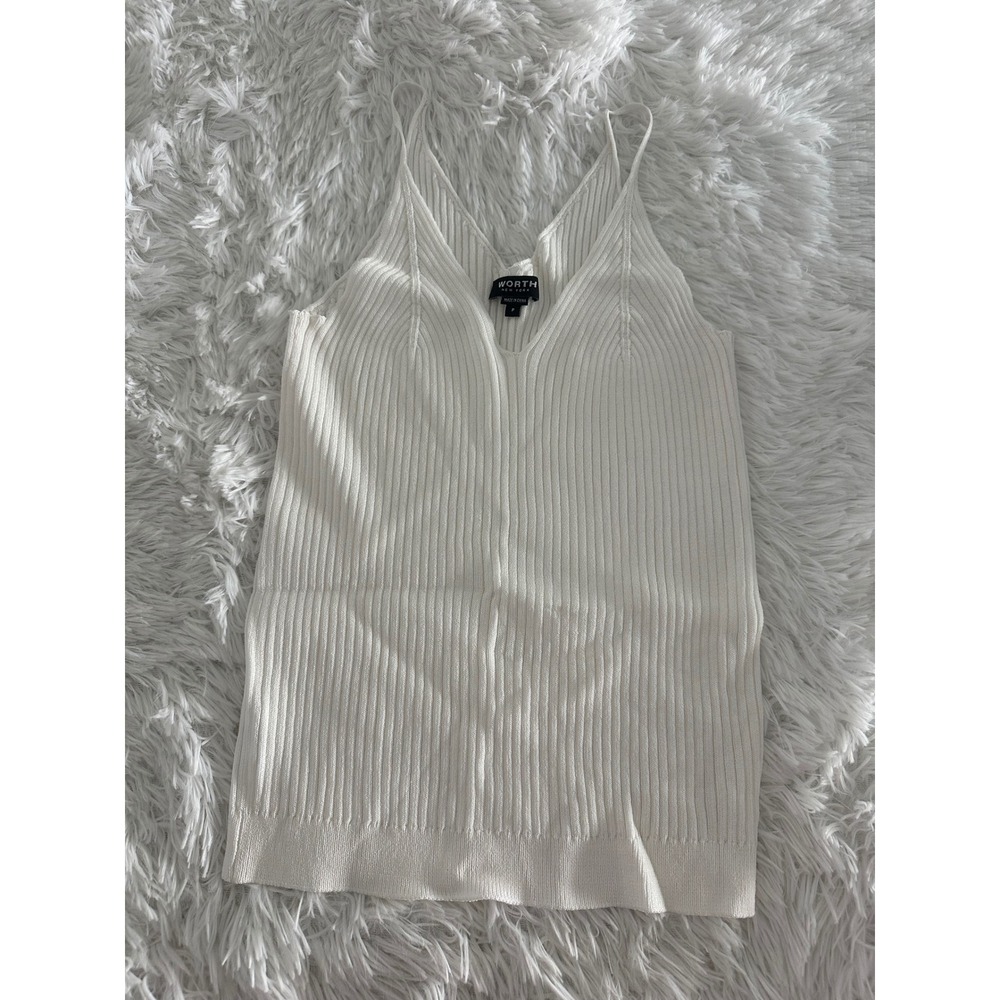 Worth New York White Ribbed Tank Top P